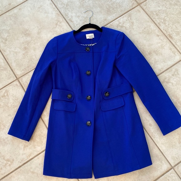 Ponte novelty button topper jacket, long sleeve - Picture 1 of 6